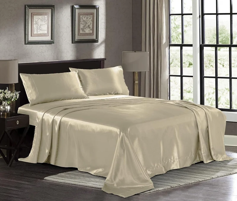Satin Sheets Hotel Luxury Silky Bed Extra Soft 1800 Microfiber - TWIN SIZE