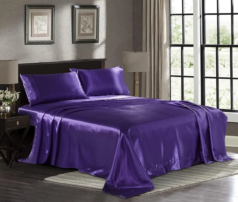 Satin Sheets Hotel Luxury Silky Bed Extra Soft 1800 Microfiber - TWIN SIZE