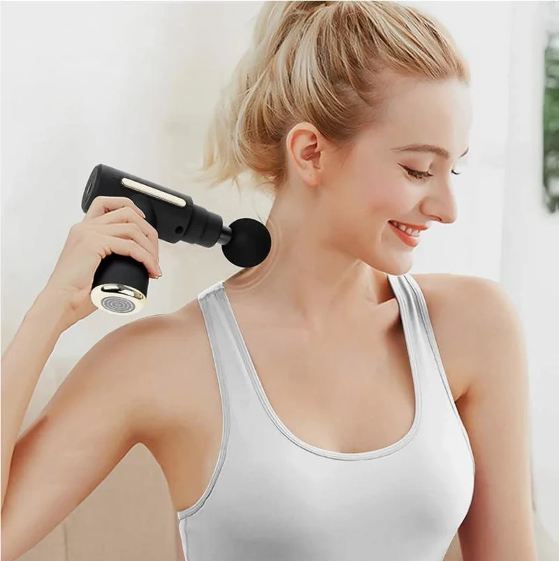 Pistolet de Massage Musculaire SYNERFIT 6 vitesses réglables 6 têtes de massage modèle Smart Gun colorie Noir