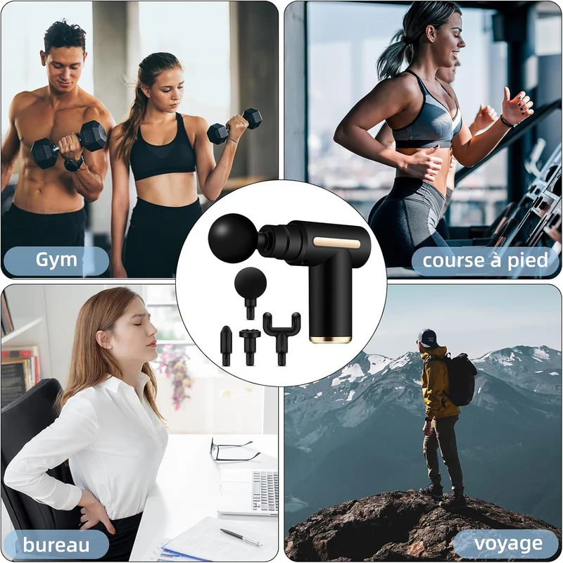 SYNERFIT mini pistolet masseur facial portable électrique Modèle Véga Gun colorie Gris