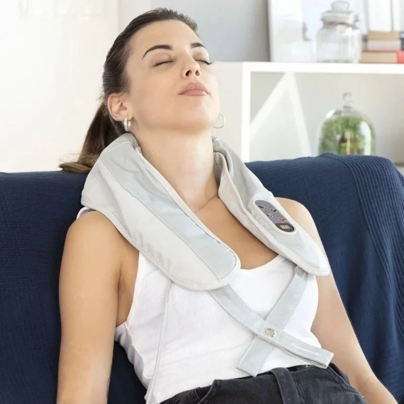 SYNERFIT Masseur shiatsu cervicales avec 99 modes de massage - Modèle Galia colorie Gris