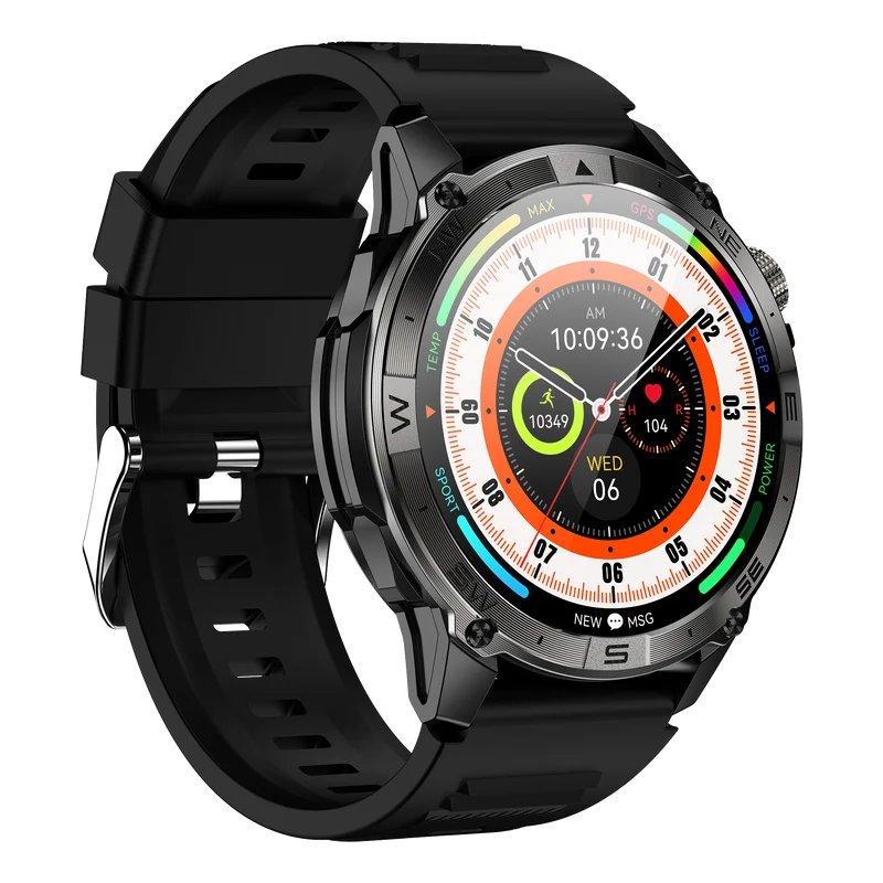 Montre connectée AMOLED NASA GPS edition Ultra Pro . écran couleur haute définition de 1,43 pouce - (avec bracelet silicone) coleur Noir