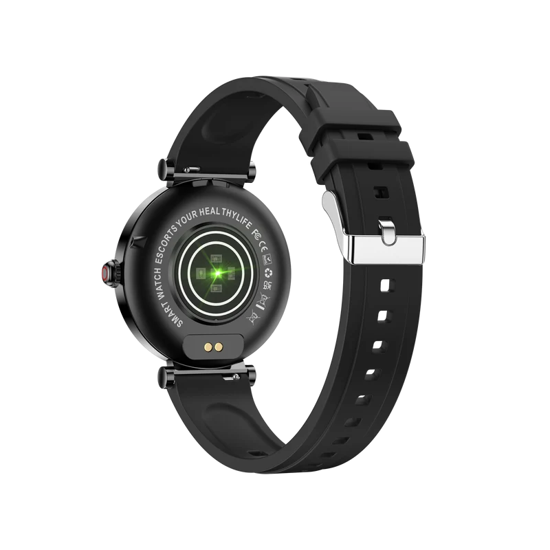 Montre connectée - Edition Platine- Couvercle en verre trempé 2.5D Coque en alliage de zinc + Bracelet en silicone couleur Noir