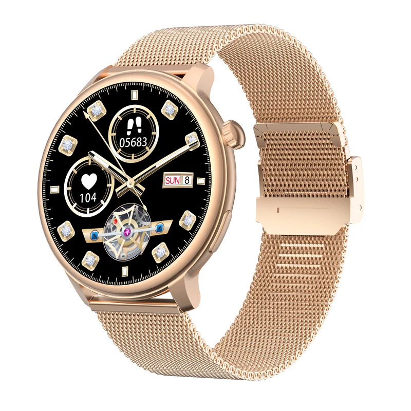 Montre connectée AMOLED - Edition Saphir- (avec bracelet silicone) coleur Rose Gold