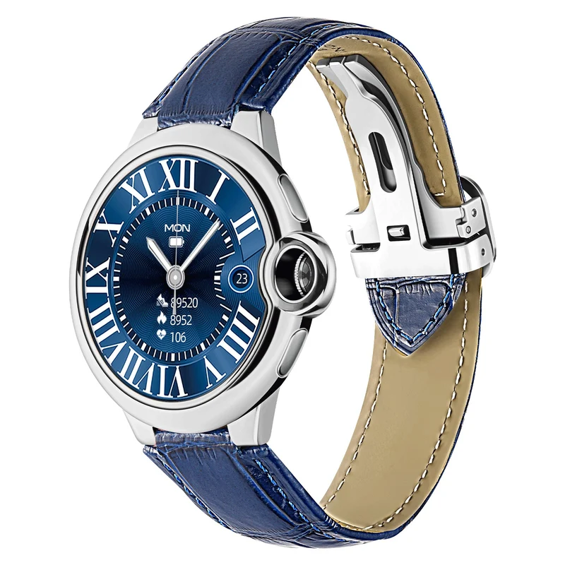 Montre connectée -Edition Elégance 2024 IP67 avec alliage haute résistance et bracelet en cuir de luxe