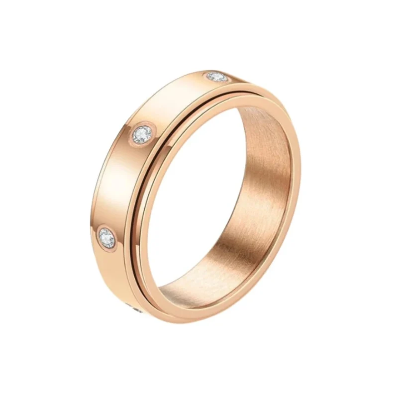 Bague d'Anxiété Fidget Spinner en Acier Inoxydable