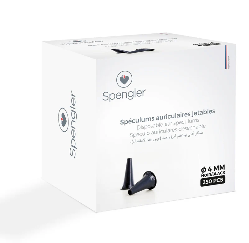 Spéculums Auriculaires, 250 pcs, dia. 4mm, noir, adulte, SPENGLER